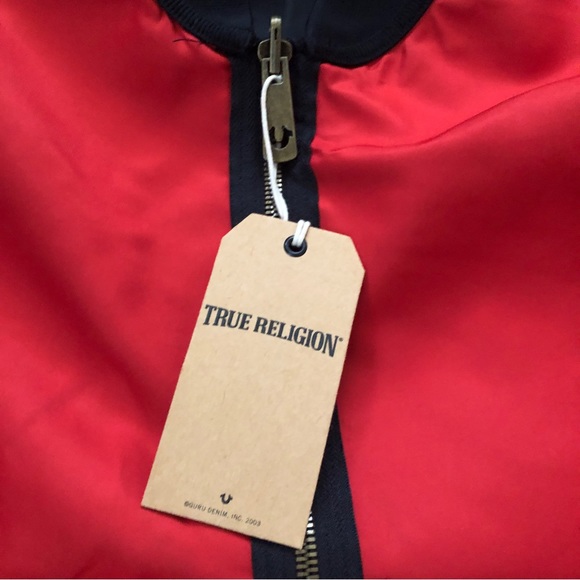 New TRUE RELIGION Two-Tone Vintage Reversible Double Snake Bomber Jacket (Large) - Picture 12 of 13